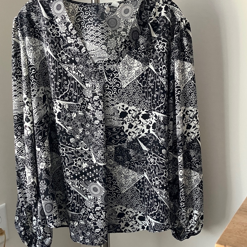 Cato Black and White Patchwork Blouse